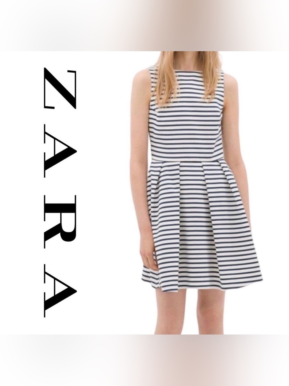 Zara White & Navy Nautical Stripe Backless Dress Women’s XS PRICE FIRM